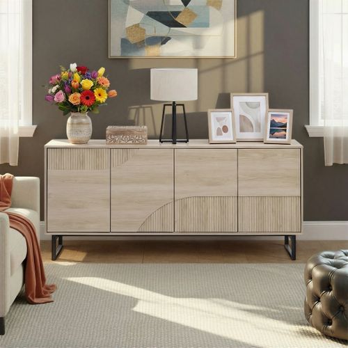 Buffet 4 portes L.178 VALENTINE imitation chêne clair