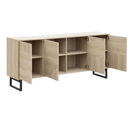 Buffet 4 portes L.178 VALENTINE imitation chêne clair