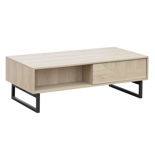 Table basse VALENTINE imitation chêne clair et noir