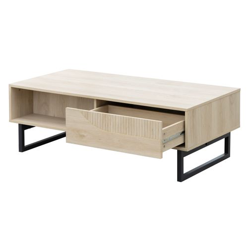 Table basse VALENTINE imitation chêne clair et noir