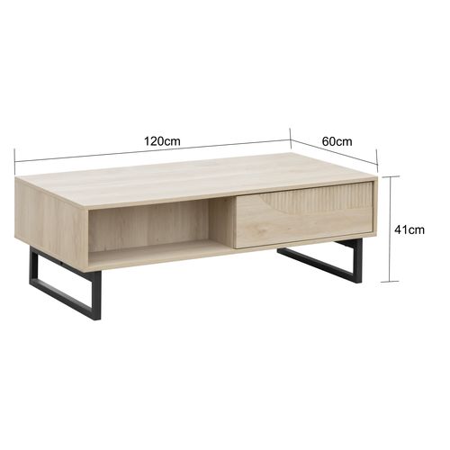 Table basse VALENTINE imitation chêne clair et noir