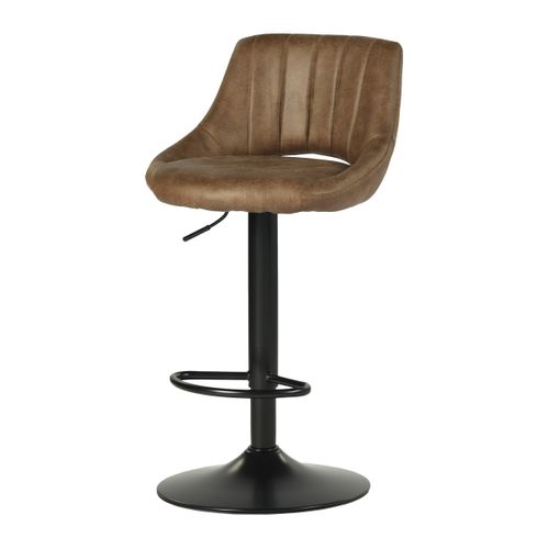 Lot de 2 tabourets de bar pivotants H.83cm et up&down AFRA tissu marron vintage