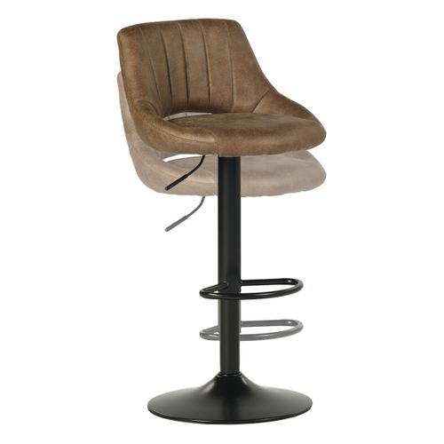 Lot de 2 tabourets de bar pivotants H.83cm et up&down AFRA tissu marron vintage