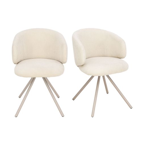 Lot de 2 chaises pivotantes ADELE tissu beige