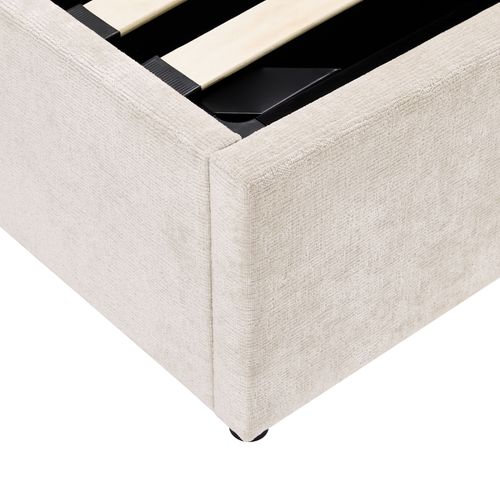 Lit coffre avec sommier relevable 140x190 cm CORALIE velours beige