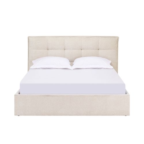 Lit coffre avec sommier relevable 140x190 cm CORALIE velours beige