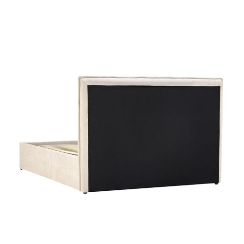 Lit coffre avec sommier relevable 140x190 cm CORALIE velours beige