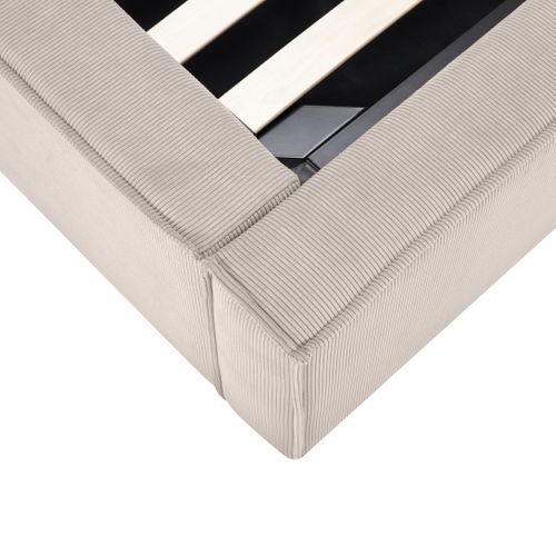 Lit coffre 160x200 cm velours côtelé beige EZRA