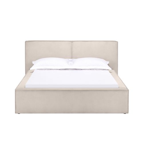 Lit coffre 160x200 cm velours côtelé beige EZRA