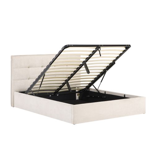 Lit coffre avec sommier relevable 160x200 cm CORALIE velours beige