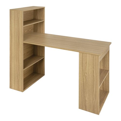 Bureau avec bibliothèque PALERME imitation chêne