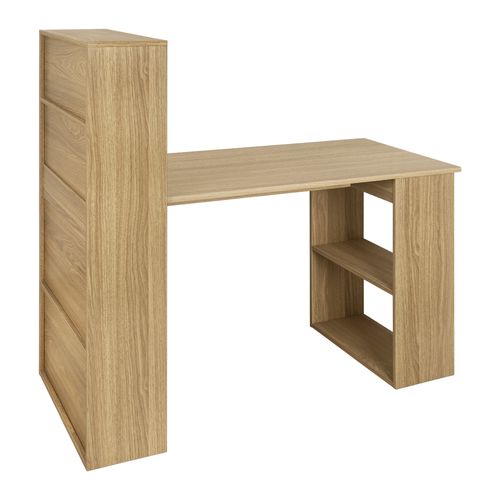 Bureau avec bibliothèque PALERME imitation chêne