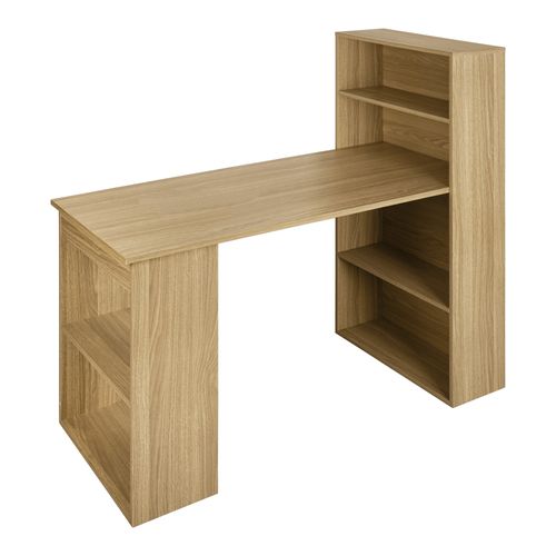 Bureau avec bibliothèque PALERME imitation chêne