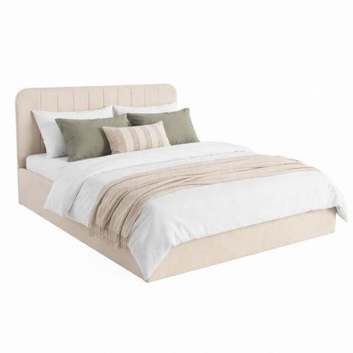 Lit coffre 160x200 cm velours beige ANNA