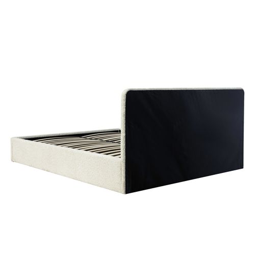 Lit coffre 160x200 cm tissu bouclette beige LYLA