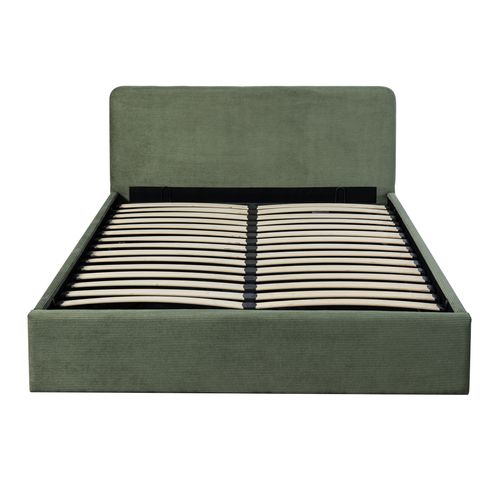 Lit coffre 140x190 cm velours côtelé vert LYLA