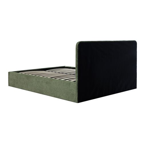 Lit coffre 140x190 cm velours côtelé vert LYLA