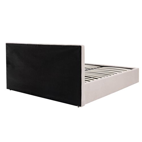 Lit coffre 140x190 cm tissu velours beige MAEVA