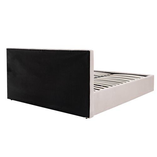 Lit coffre 160x200 cm tissu velours beige MAEVA