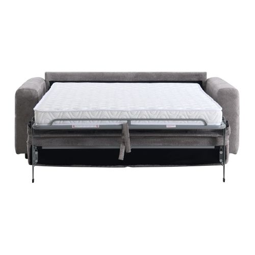 Canapé convertible express 3 places SOFTY tissu gris matelas 12 cm