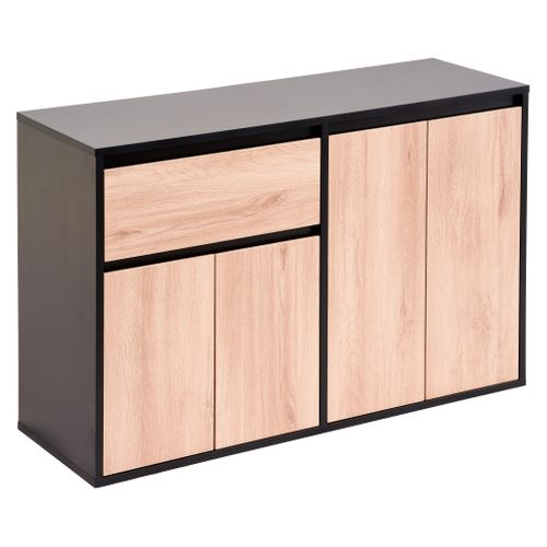 Meuble à chaussures suspendu ou à poser ALAIN imitation chêne et noir