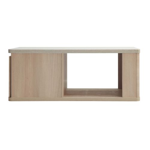 Table basse HONORINE effet travertin et imitation chêne
