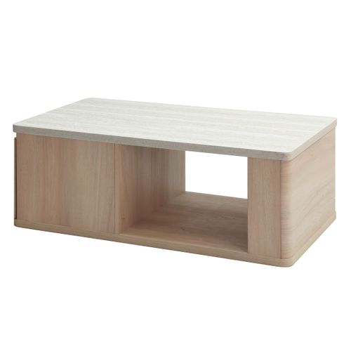 Table basse HONORINE effet travertin et imitation chêne