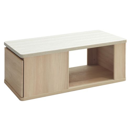 Table basse HONORINE effet travertin et imitation chêne