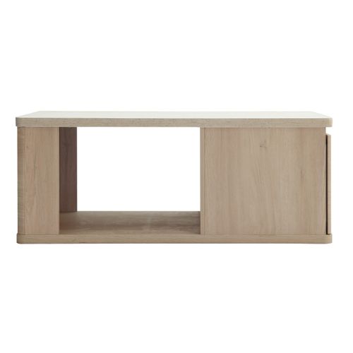 Table basse HONORINE effet travertin et imitation chêne