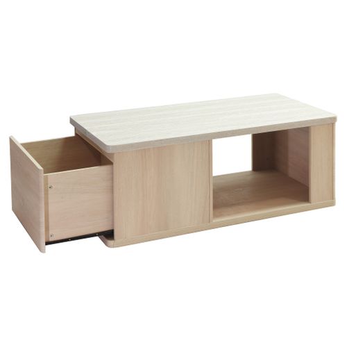 Table basse HONORINE effet travertin et imitation chêne