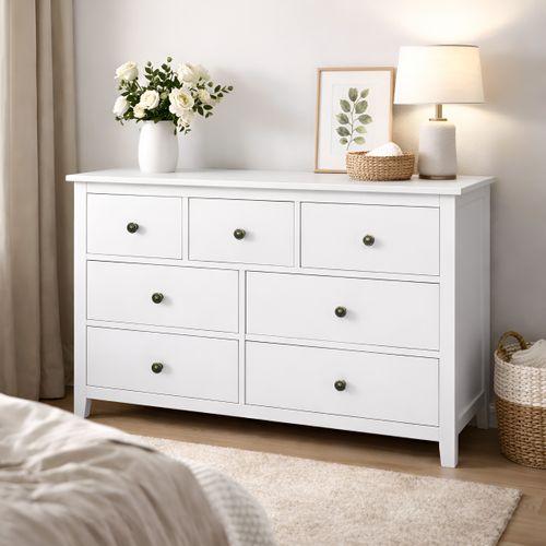 Commode 7 tiroirs CHARMO blanc