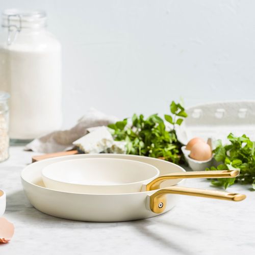 Set 2 Poêles 20 Et 28 Cm Evolution Crème En Métal