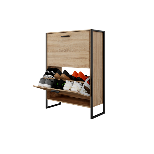Meuble à Chaussure Industriel 12 Paires, Pour Entrée, Couloir - Bois Clair