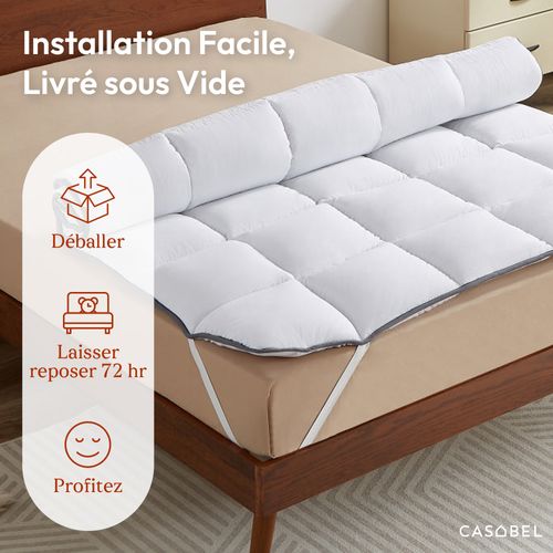 Surmatelas 140x190 Cm, 600gsm, Extra Moelleux, Blanc