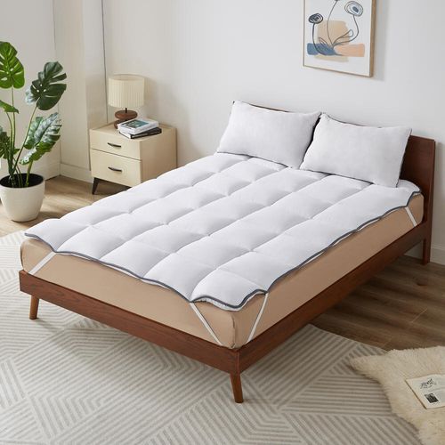 Surmatelas Moelleux 180 X 200 Cm En Microfibre Respirante Avec Liseré Gris - Moelleux - 2 Places