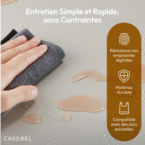 Poubelle Tri Sélectif 60 L, Double Compartiment 2x30l, Acier Gris Mineral, Rectangulaire à Pédales