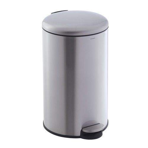 Poubelle Cuisine 30L en Acier Inoxydable, Anti-Traces, Ronde avec Pédale et Couvercle