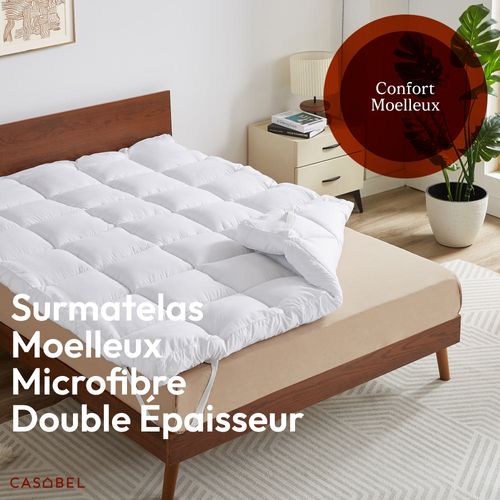 Surmatelas Moelleux 140 X 190 Cm Double Epaisseur En Microfibre Respirante - Moelleux - 2 Places