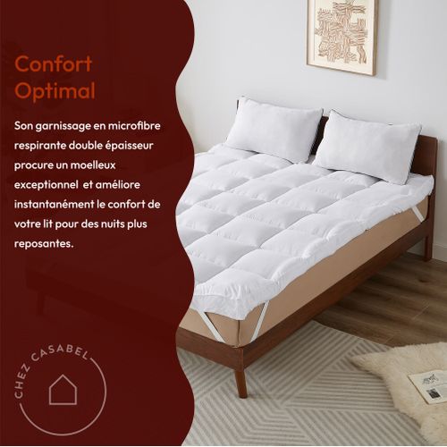 Surmatelas Moelleux 160 X 200 Cm Double Epaisseur En Microfibre Respirante - Moelleux - 2 Places