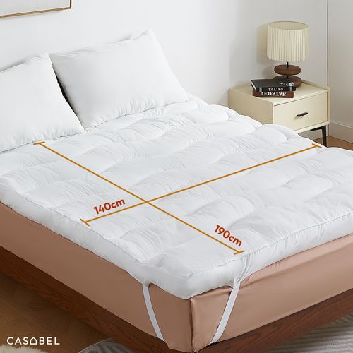 Surmatelas 140x190 Cm – Extra Épais, Moelleux, Anti-acarien, Respirant, Pour Lit 2 Places