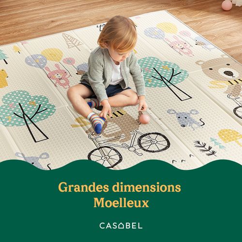 Tapis D'éveil Bébé Évolutif 175x150cm, Tapis Bébé Pliable Motifs Lion