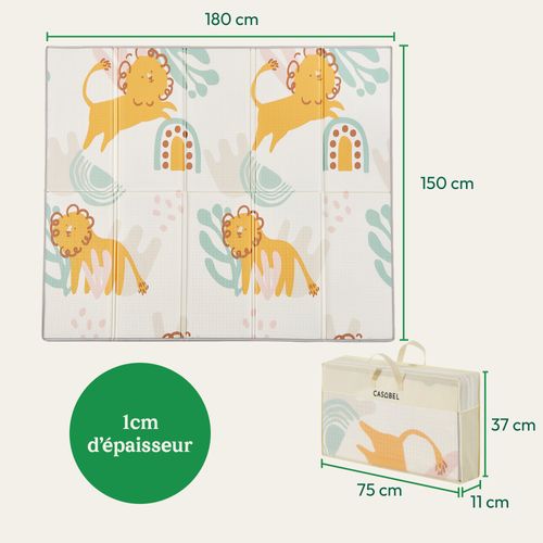 Tapis D'éveil Bébé Évolutif 175x150cm, Tapis Bébé Pliable Motifs Lion