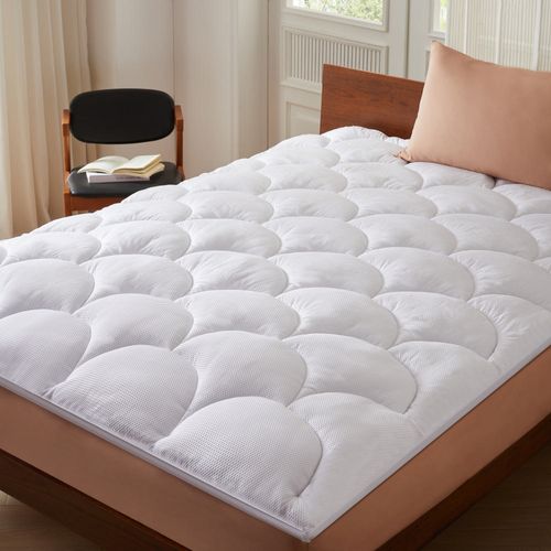 Surmatelas 160 X 190 Cm En Microfibre Rafraîchissante, Garnissage Fibre Creuse 600 Gsm, 4 Cm