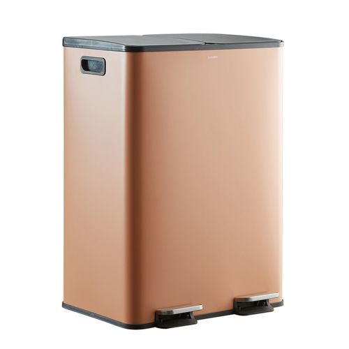 Poubelle Tri Sélectif 60 L, Double Compartiment 2x30l, Acier Terracotta, Rectangulaire à Pédales