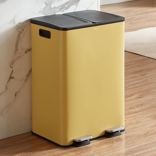 Poubelle Tri Sélectif 60 L, Double Compartiment 2x30l, Acier Inox