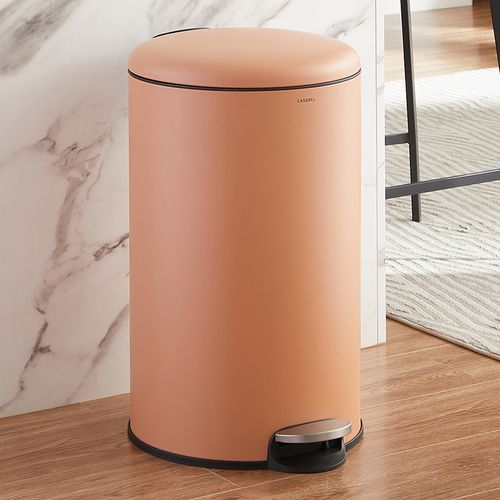 Poubelle 50l - Acier Inoxydable, Pédale Et Couvercle, Terracotta