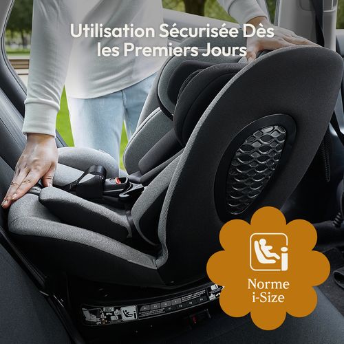 Siège Auto Bébé 0 à 36kg ISOFIX I-Size 40-150 cm, 360 Pivotant Reclinable pour Bébé et Enfant