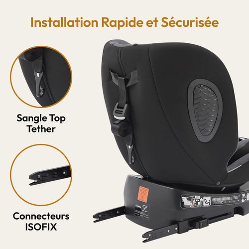 Siège Auto Bébé 0 à 36kg ISOFIX I-Size 40-150 cm, 360 Pivotant Reclinable pour Bébé et Enfant