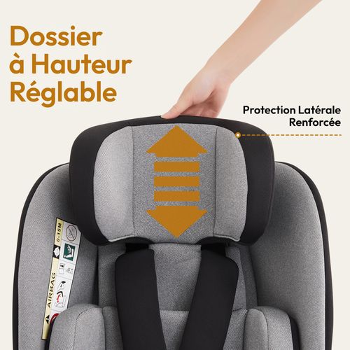 Siège Auto Bébé 0 à 36kg ISOFIX I-Size 40-150 cm, 360 Pivotant Reclinable pour Bébé et Enfant
