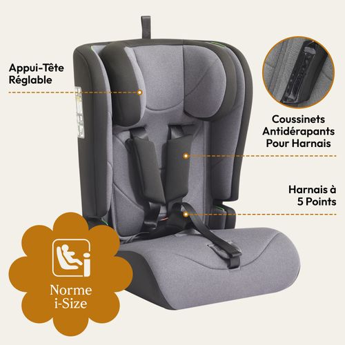 Mobelys Siège Auto Bébé 76-105 Cm 36 Kg, I-size Booster 100-150 Cm